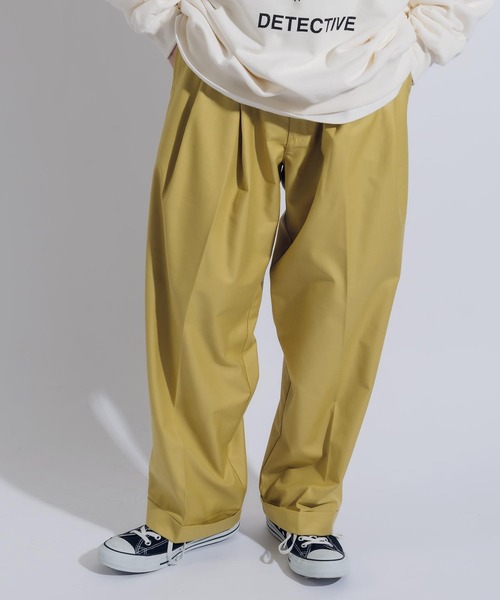 MUHET（ミュエータ）の「タックストレートパンツ（スラックス・レディース・カーキ/グレー/ブラウン/イエロー・X-LARGE/SMALL/MEDIUM）」の8枚目の写真