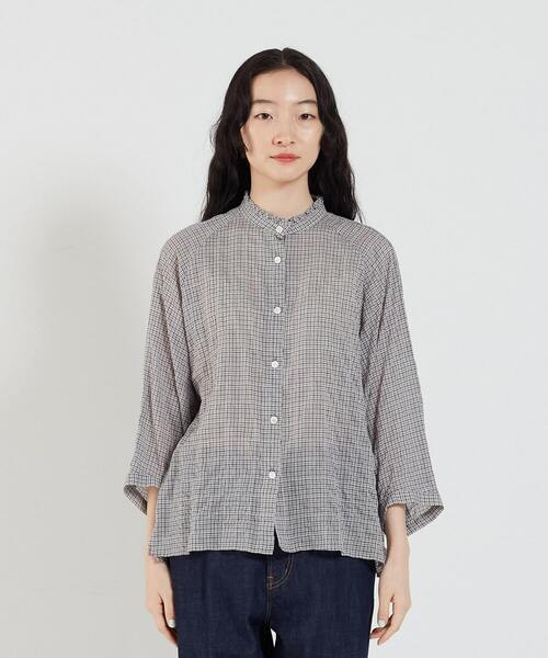 conges payes ADIEU TRISTESSE（コンジェ ペイエ アデュートリステス）の「シャーリングフリルシャツ（シャツ/ブラウス・レディース・ブルー系その他/ホワイト系その他/ベージュ系その他・38）」の3枚目の写真