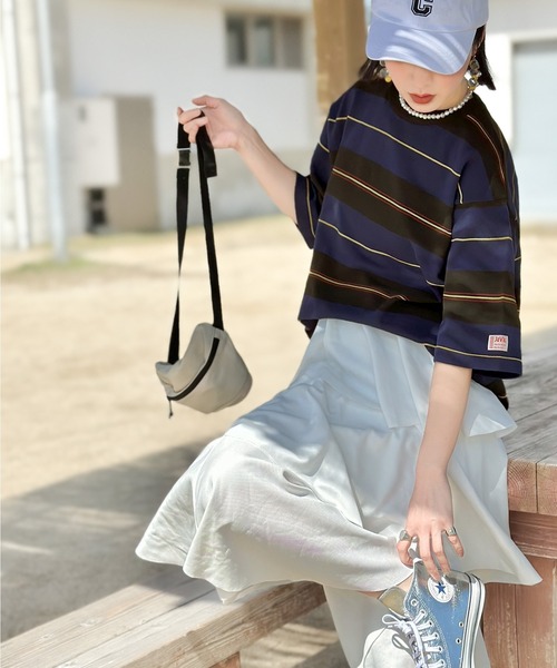 Java（ジャバ）の「《JaVaジャバ 別注》レトロ魅せ。マルチボーダー オーバーサイズTシャツ（Tシャツ/カットソー・メンズ・グレー/ネイビー・LARGE/MEDIUM/SMALL/X-LARGE）」の6枚目の写真