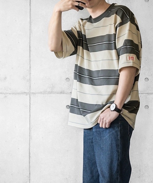 Java（ジャバ）の「《JaVaジャバ 別注》レトロ魅せ。マルチボーダー オーバーサイズTシャツ（Tシャツ/カットソー・メンズ・グレー/ネイビー・LARGE/MEDIUM/SMALL/X-LARGE）」の7枚目の写真