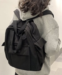 A4収納 / 撥水 ユニセックスボックス型ナイロンリュックサック/トートバッグ