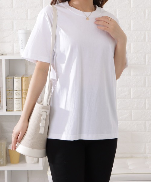 DAYRA(デイラ)の「ミニマル半袖カラーTシャツ(Tシャツ/カットソー・レディース・ブラック/ブルー/グレー/ネイビー/グリーン/ベージュ/ホワイト・XL/M/S/L)」の2枚目の写真