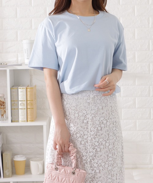 DAYRA(デイラ)の「ミニマル半袖カラーTシャツ(Tシャツ/カットソー・レディース・ブラック/ブルー/グレー/ネイビー/グリーン/ベージュ/ホワイト・XL/M/S/L)」の7枚目の写真