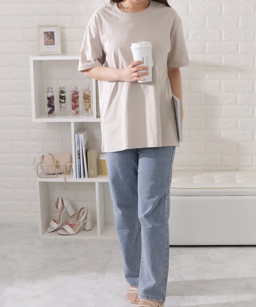 DAYRA(デイラ)の「ミニマル半袖カラーTシャツ(Tシャツ/カットソー・レディース・ブラック/ブルー/グレー/ネイビー/グリーン/ベージュ/ホワイト・XL/M/S/L)」の16枚目の写真
