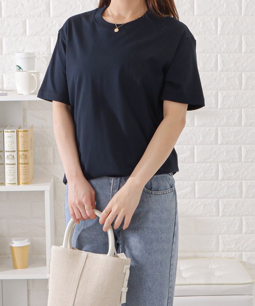 DAYRA(デイラ)の「ミニマル半袖カラーTシャツ(Tシャツ/カットソー・レディース・ブラック/ブルー/グレー/ネイビー/グリーン/ベージュ/ホワイト・XL/M/S/L)」の17枚目の写真