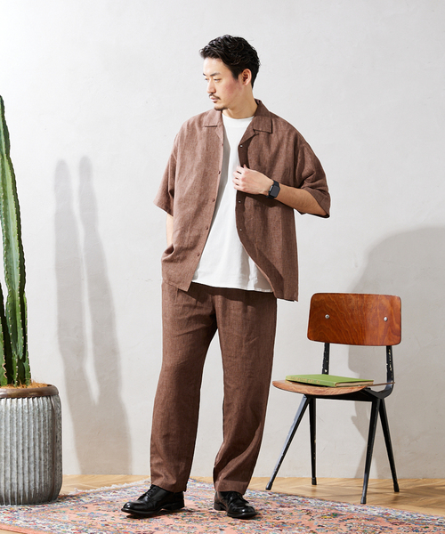 JOURNAL STANDARD relume（ジャーナルスタンダード　レリューム）の「セミワイド リネンブレンドイージーパンツ（その他パンツ・メンズ・ベージュ/ブラウン/カーキ/ブラックミックス・MEDIUM/LARGE）」の6枚目の写真