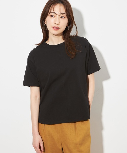 Petit Honfleur(プチオンフルール)の「【接触冷感・UVカット】オーガニックコットンラウンドヘムTシャツ(Tシャツ/カットソー・レディース・ホワイト/ブラック/イエロー/オレンジ・L/M)」の12枚目の写真