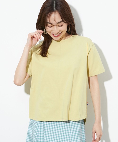 Petit Honfleur(プチオンフルール)の「【接触冷感・UVカット】オーガニックコットンラウンドヘムTシャツ(Tシャツ/カットソー・レディース・ホワイト/ブラック/イエロー/オレンジ・L/M)」の11枚目の写真