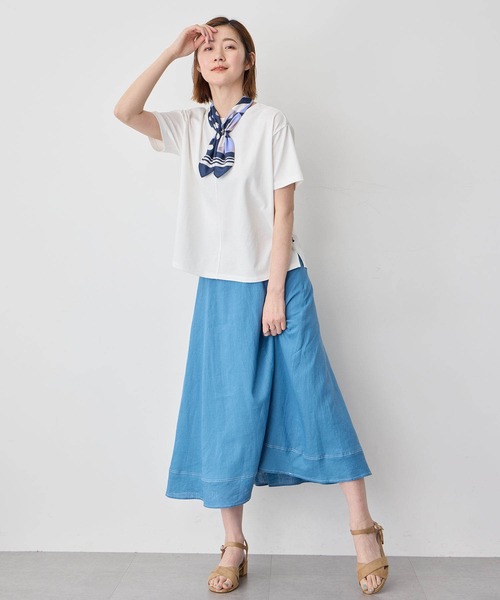 Petit Honfleur(プチオンフルール)の「【接触冷感・UVカット】オーガニックコットンラウンドヘムTシャツ(Tシャツ/カットソー・レディース・ホワイト/ブラック/イエロー/オレンジ・L/M)」の14枚目の写真