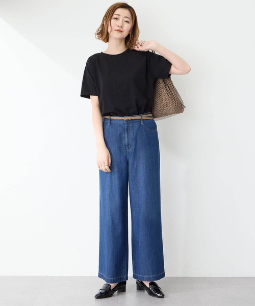 Petit Honfleur(プチオンフルール)の「【接触冷感・UVカット】オーガニックコットンラウンドヘムTシャツ(Tシャツ/カットソー・レディース・ホワイト/ブラック/イエロー/オレンジ・L/M)」の18枚目の写真