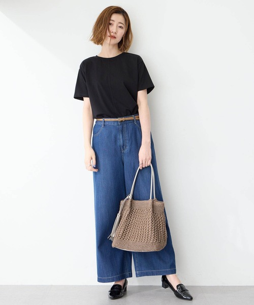 Petit Honfleur(プチオンフルール)の「【接触冷感・UVカット】オーガニックコットンラウンドヘムTシャツ(Tシャツ/カットソー・レディース・ホワイト/ブラック/イエロー/オレンジ・L/M)」の20枚目の写真