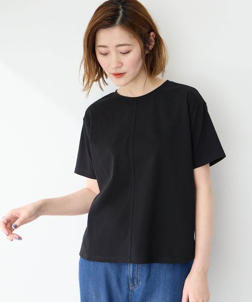 Petit Honfleur(プチオンフルール)の「【接触冷感・UVカット】オーガニックコットンラウンドヘムTシャツ(Tシャツ/カットソー・レディース・ホワイト/ブラック/イエロー/オレンジ・L/M)」の21枚目の写真