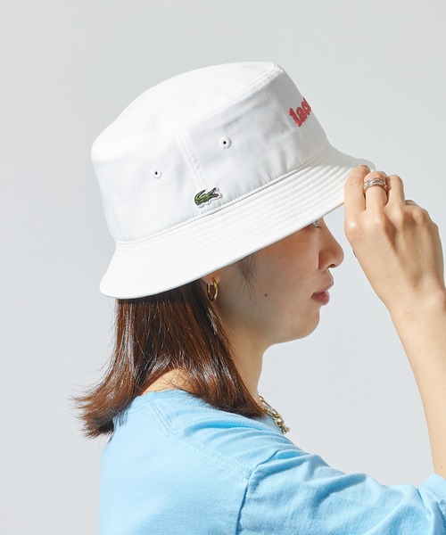 LACOSTE（ラコステ）の「【LACOSTE】ロゴ入りサファリハット バケットハット L7069（ハット・メンズ・ライトグリーン/ホワイト・FREE）」の12枚目の写真