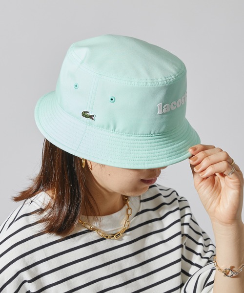 LACOSTE（ラコステ）の「【LACOSTE】ロゴ入りサファリハット バケットハット L7069（ハット・メンズ・ライトグリーン/ホワイト・FREE）」の6枚目の写真