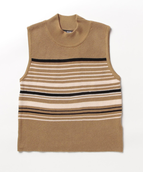 SpRay（スプレイ）の「マルチボーダーハイネックタンク（タンクトップ・レディース・グレイッシュベージュ/ブラック/カーキ/モカ/ベージュ・FREE）」の15枚目の写真