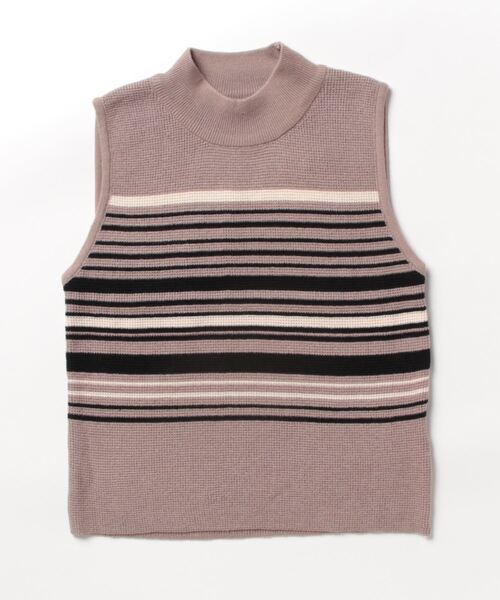 SpRay（スプレイ）の「マルチボーダーハイネックタンク（タンクトップ・レディース・グレイッシュベージュ/ブラック/カーキ/モカ/ベージュ・FREE）」の18枚目の写真