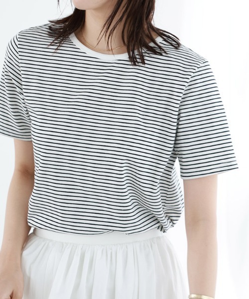 Pierrot(ピエロ)の「シンプルボーダーTシャツ(Tシャツ/カットソー・レディース・ホワイト×ブラック/ブラック×ホワイト・M/L)」の18枚目の写真