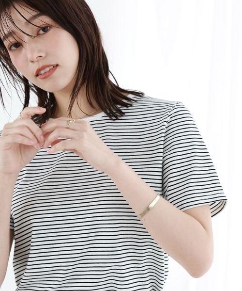 Pierrot(ピエロ)の「シンプルボーダーTシャツ(Tシャツ/カットソー・レディース・ホワイト×ブラック/ブラック×ホワイト・M/L)」の12枚目の写真