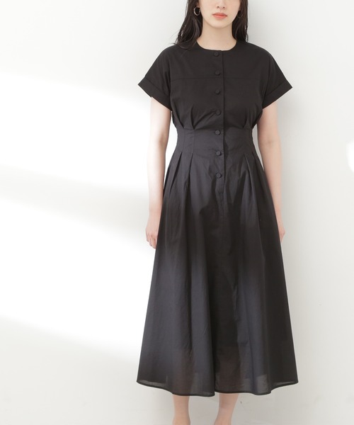 N.（N. Natural Beauty Basic）（エヌエヌナチュラルビューティーベーシック）の「【S Size Line】◆コットンボイルウエストタックボタンワンピース（ワンピース・レディース・ブラック/グレー/グリーン/ネイビー・SMALL/MEDIUM）」の9枚目の写真