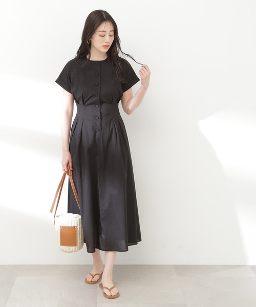 N.（N. Natural Beauty Basic）（エヌエヌナチュラルビューティーベーシック）の「【S Size Line】◆コットンボイルウエストタックボタンワンピース（ワンピース・レディース・ブラック/グレー/グリーン/ネイビー・SMALL/MEDIUM）」の5枚目の写真