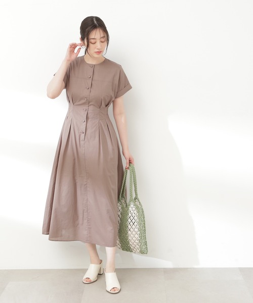 N.（N. Natural Beauty Basic）（エヌエヌナチュラルビューティーベーシック）の「【S Size Line】◆コットンボイルウエストタックボタンワンピース（ワンピース・レディース・ブラック/グレー/グリーン/ネイビー・SMALL/MEDIUM）」の8枚目の写真