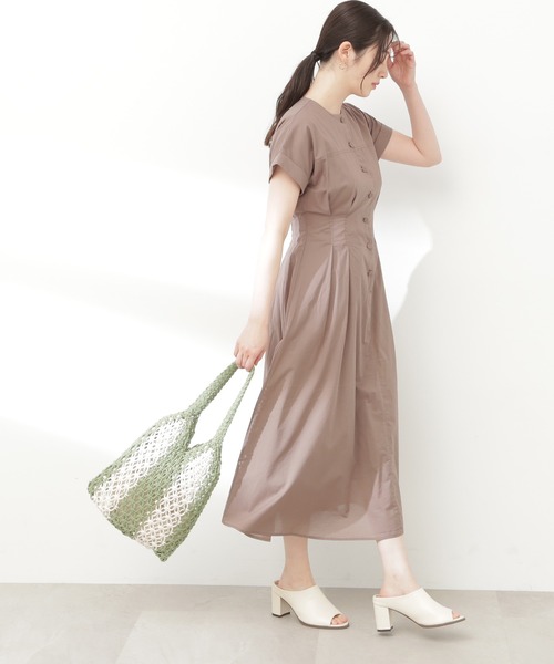 N.（N. Natural Beauty Basic）（エヌエヌナチュラルビューティーベーシック）の「【S Size Line】◆コットンボイルウエストタックボタンワンピース（ワンピース・レディース・ブラック/グレー/グリーン/ネイビー・SMALL/MEDIUM）」の6枚目の写真