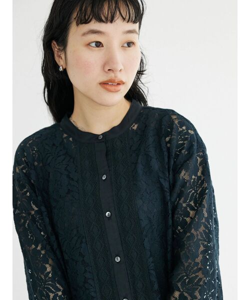 CRAFT STANDARD BOUTIQUE（クラフトスタンダードブティック）の「バンドカラー花柄レース切替ブラウス（シャツ/ブラウス・レディース・オフホワイト/チャコールグレー・FREE）」の12枚目の写真