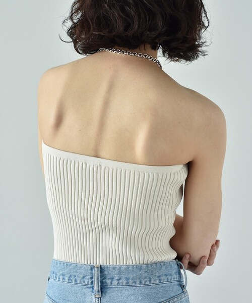 CODE A（コードエー）の「knit bustier（チューブトップ・レディース・アイボリー/ブラック・00）」の11枚目の写真