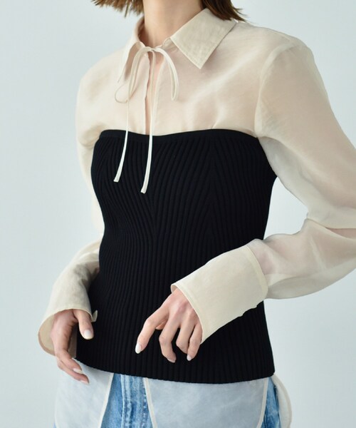 CODE A（コードエー）の「knit bustier（チューブトップ・レディース・アイボリー/ブラック・00）」の18枚目の写真