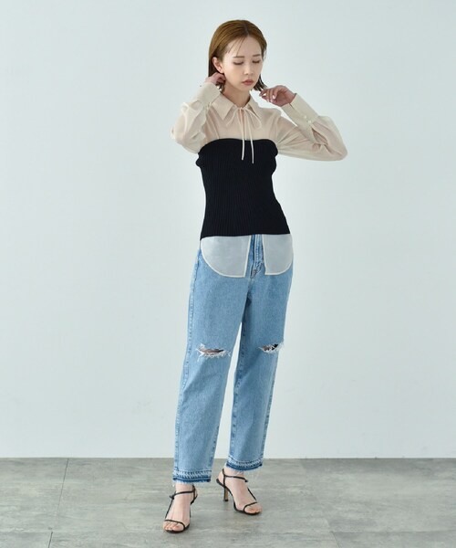 CODE A（コードエー）の「knit bustier（チューブトップ・レディース・アイボリー/ブラック・00）」の4枚目の写真