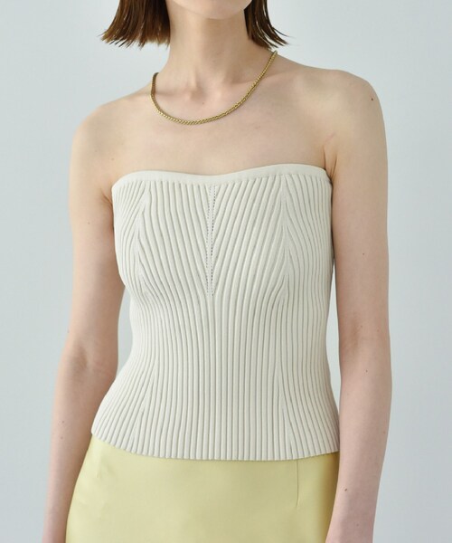 CODE A（コードエー）の「knit bustier（チューブトップ・レディース・アイボリー/ブラック・00）」の10枚目の写真