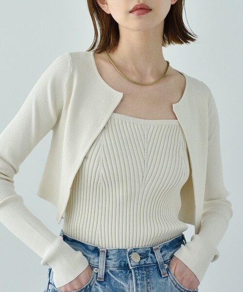 CODE A（コードエー）の「knit bustier（チューブトップ・レディース・アイボリー/ブラック・00）」の16枚目の写真