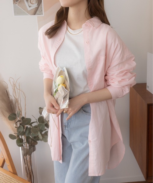 Ada.（エイダ）の「ベーシック オーバーサイズマニッシュ 長袖 シャツ（シャツ/ブラウス・レディース・ブルー/ピンク/ホワイト/イエロー・FREE）」の4枚目の写真