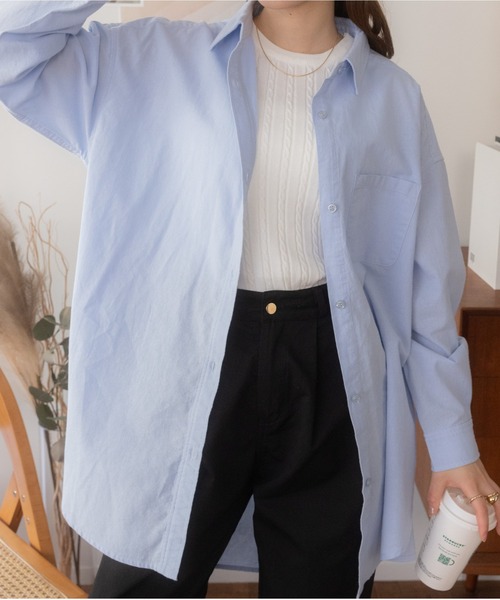 Ada.（エイダ）の「ベーシック オーバーサイズマニッシュ 長袖 シャツ（シャツ/ブラウス・レディース・ブルー/ピンク/ホワイト/イエロー・FREE）」の2枚目の写真