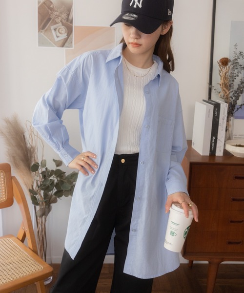 Ada.（エイダ）の「ベーシック オーバーサイズマニッシュ 長袖 シャツ（シャツ/ブラウス・レディース・ブルー/ピンク/ホワイト/イエロー・FREE）」の5枚目の写真