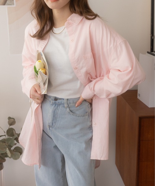 Ada.（エイダ）の「ベーシック オーバーサイズマニッシュ 長袖 シャツ（シャツ/ブラウス・レディース・ブルー/ピンク/ホワイト/イエロー・FREE）」の10枚目の写真