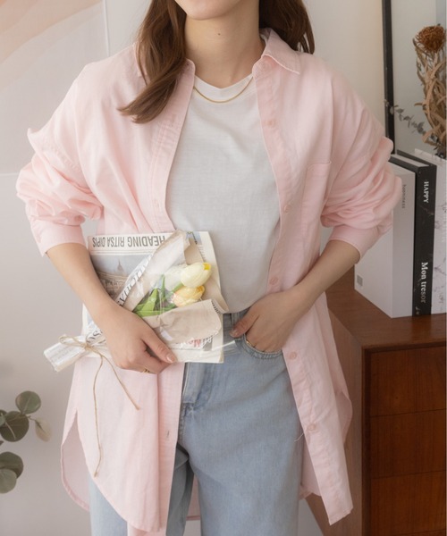 Ada.（エイダ）の「ベーシック オーバーサイズマニッシュ 長袖 シャツ（シャツ/ブラウス・レディース・ブルー/ピンク/ホワイト/イエロー・FREE）」の12枚目の写真