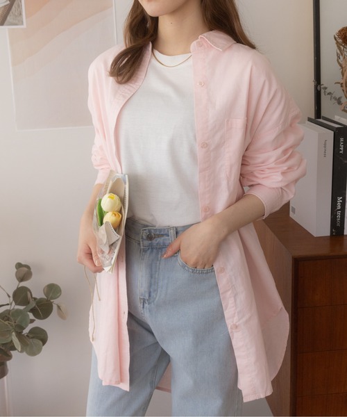 Ada.（エイダ）の「ベーシック オーバーサイズマニッシュ 長袖 シャツ（シャツ/ブラウス・レディース・ブルー/ピンク/ホワイト/イエロー・FREE）」の13枚目の写真