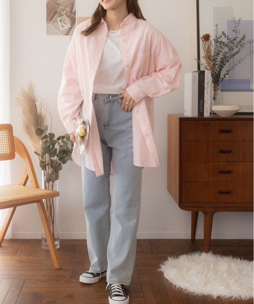 Ada.（エイダ）の「ベーシック オーバーサイズマニッシュ 長袖 シャツ（シャツ/ブラウス・レディース・ブルー/ピンク/ホワイト/イエロー・FREE）」の14枚目の写真