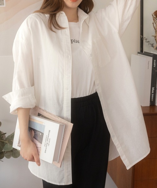 Ada.（エイダ）の「ベーシック オーバーサイズマニッシュ 長袖 シャツ（シャツ/ブラウス・レディース・ブルー/ピンク/ホワイト/イエロー・FREE）」の19枚目の写真