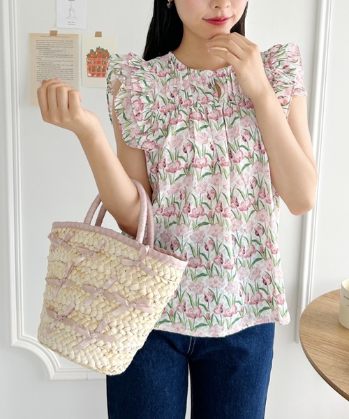 Loueme（ルエム）の「メニーリボン巾着バスケットバッグ（かごバッグ・レディース・ピンク/ライトブルー/ブラック・FREE）」の15枚目の写真