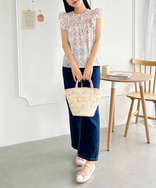 Loueme（ルエム）の「メニーリボン巾着バスケットバッグ（かごバッグ・レディース・ピンク/ライトブルー/ブラック・FREE）」の19枚目の写真