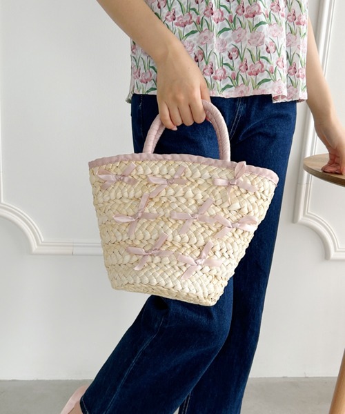 Loueme（ルエム）の「メニーリボン巾着バスケットバッグ（かごバッグ・レディース・ピンク/ライトブルー/ブラック・FREE）」の17枚目の写真