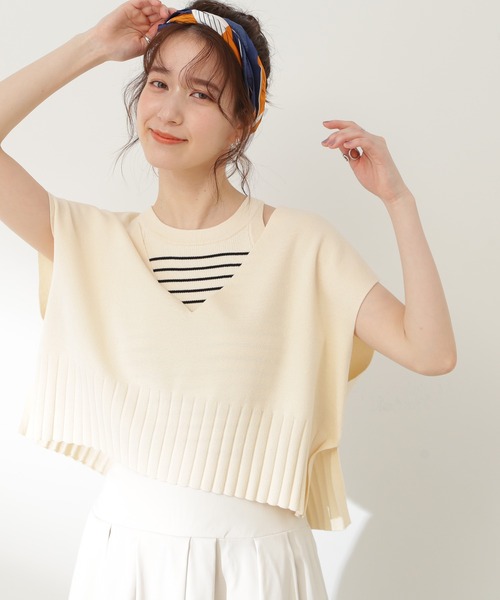 N.（N. Natural Beauty Basic）（エヌエヌナチュラルビューティーベーシック）の「◆アメスリタンク×ベストセット（ニット/セーター・レディース・オレンジ/ホワイト系その他/ブラック系その他・MEDIUM）」の2枚目の写真