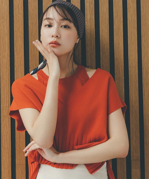 N.（N. Natural Beauty Basic）（エヌエヌナチュラルビューティーベーシック）の「◆アメスリタンク×ベストセット（ニット/セーター・レディース・オレンジ/ホワイト系その他/ブラック系その他・MEDIUM）」の3枚目の写真