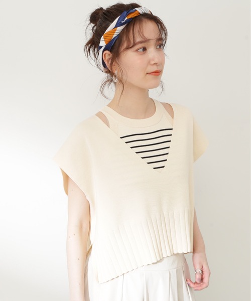 N.（N. Natural Beauty Basic）（エヌエヌナチュラルビューティーベーシック）の「◆アメスリタンク×ベストセット（ニット/セーター・レディース・オレンジ/ホワイト系その他/ブラック系その他・MEDIUM）」の16枚目の写真