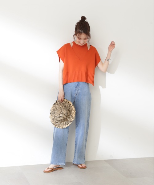 N.（N. Natural Beauty Basic）（エヌエヌナチュラルビューティーベーシック）の「◆アメスリタンク×ベストセット（ニット/セーター・レディース・オレンジ/ホワイト系その他/ブラック系その他・MEDIUM）」の14枚目の写真