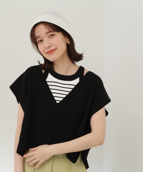 N.（N. Natural Beauty Basic）（エヌエヌナチュラルビューティーベーシック）の「◆アメスリタンク×ベストセット（ニット/セーター・レディース・オレンジ/ホワイト系その他/ブラック系その他・MEDIUM）」の4枚目の写真