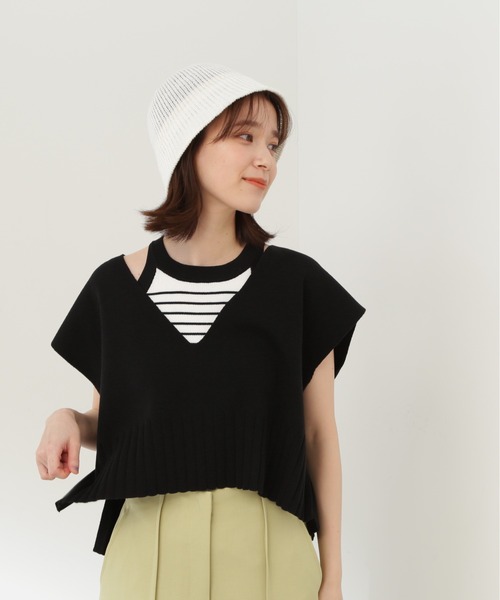 N.（N. Natural Beauty Basic）（エヌエヌナチュラルビューティーベーシック）の「◆アメスリタンク×ベストセット（ニット/セーター・レディース・オレンジ/ホワイト系その他/ブラック系その他・MEDIUM）」の9枚目の写真