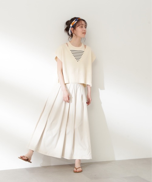 N.（N. Natural Beauty Basic）（エヌエヌナチュラルビューティーベーシック）の「◆アメスリタンク×ベストセット（ニット/セーター・レディース・オレンジ/ホワイト系その他/ブラック系その他・MEDIUM）」の13枚目の写真